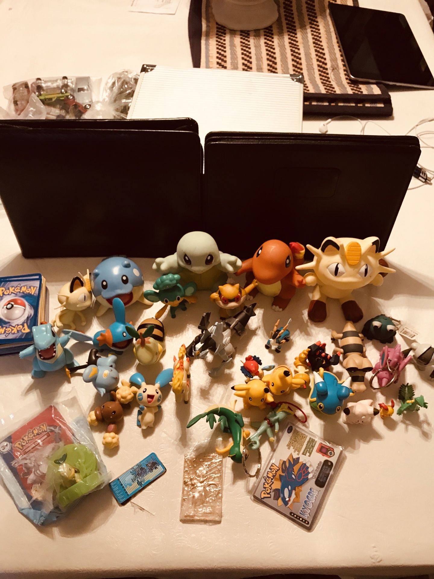 Huge lot of Pokémon items Jakks and a few are tomy, over 100 cards, 2009 and 10, Keychains and vinyl bath toys 5.5’ inches. NO INDIVIDUAL SALES