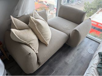 2-piece Sectional Couch Beige Modern