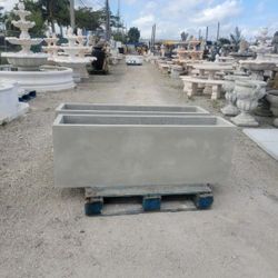 Concrete Large Rectangular Planters / Cement Stone Backyard Patio Garden Planter Pots