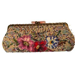 Soure New York Vintage Handmade Beaded Needlework Handbag Embroidered Clutch Bag