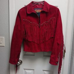 Western Red Suade Jacket . Ladies, Size Small. Like New.