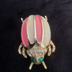 PINK & BEIGE VINTAGE BUG PIN