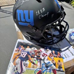 NYG Brandon Jacobs autographed full size replica helmet