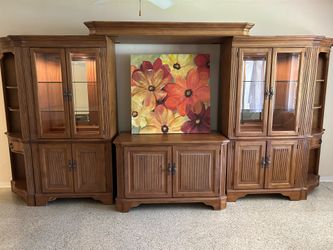 Large Entertainment Center with Lighted Shelves