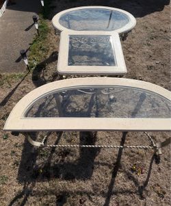 Set of 3 Paul Schatz Marble and Glass Tables