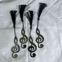 Treble Clef Music Bookmarks w/ Tassels & Gift Bags – Set of 4