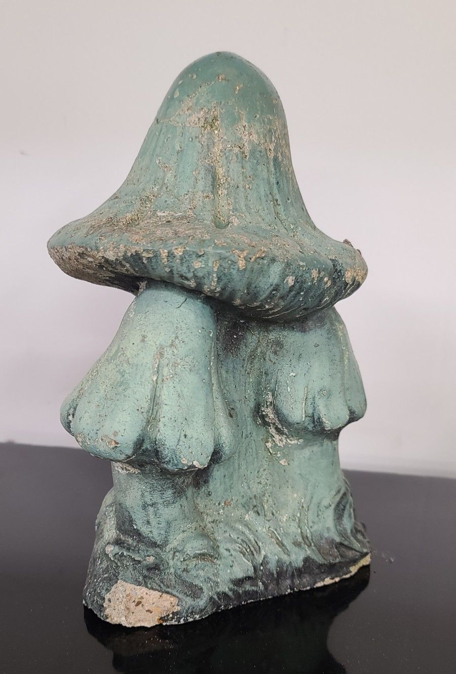 Vintage Painted Concrete Mushroom Garden Statue