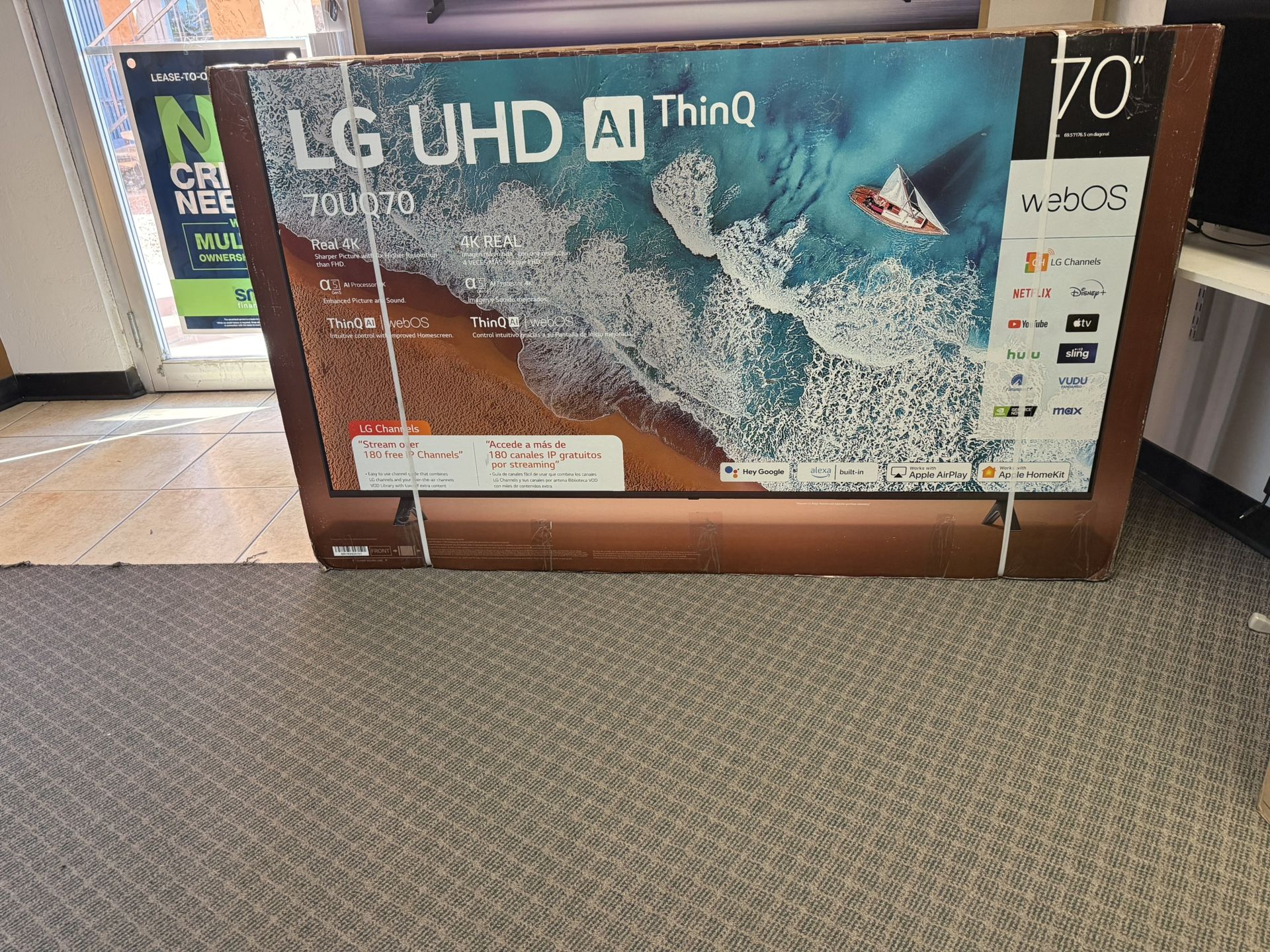 70 TV LG smart 4K HDTV $55 down on financing free delivery six month warranty