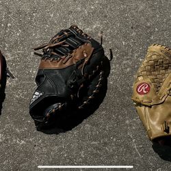 Baseball/Softball Gloves (Set Of 3)