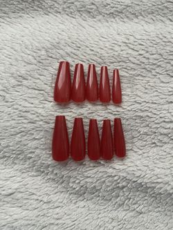 Long Cherry Red Press On Nails