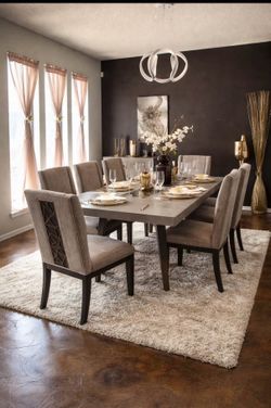 Grey and gold dining set 6 chairs