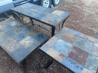 3 pc SOLID SLATE Table Set ~ Gorgeous