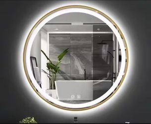 Ello & Allo Anti-Fog Wall Mount Modern Bathroom Vanity Mirror in Gold