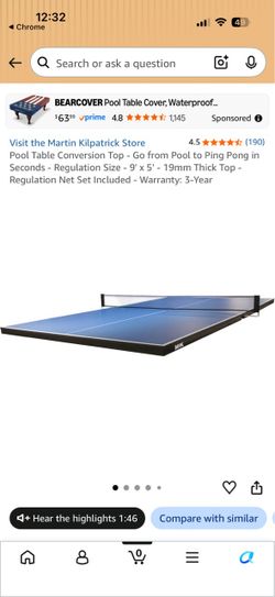 Ping pong pool table top