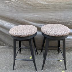 Tall Counter Height Stools, Metal Frame,  Cushion Seat
