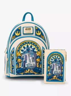 Loungefly Star Wars R2-D2 Stained Glass Portrait Mini Backpack & Wallet Set