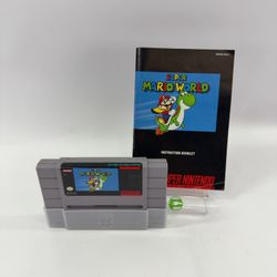 Super Mario World (Super Nintendo SNES, 1991) Cartridge with Booklet