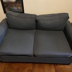 Upholstered Loveseat Blue With Removable Pillows