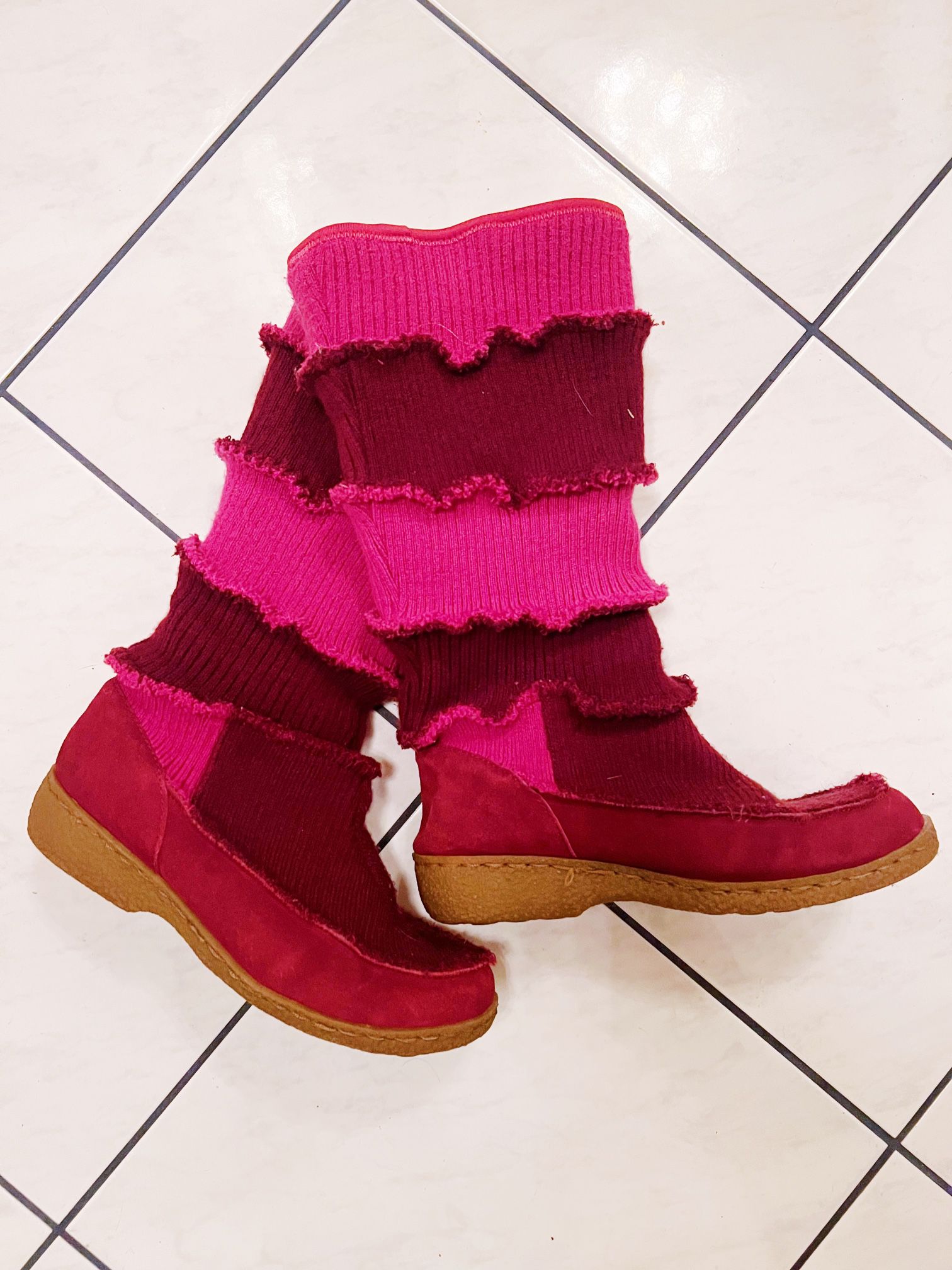 Pink Calf Length Winter Boots 