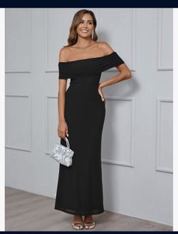 Women's Off Shoulder Mesh Ruched Long Dress Elegant Formal Party Maxi Dress