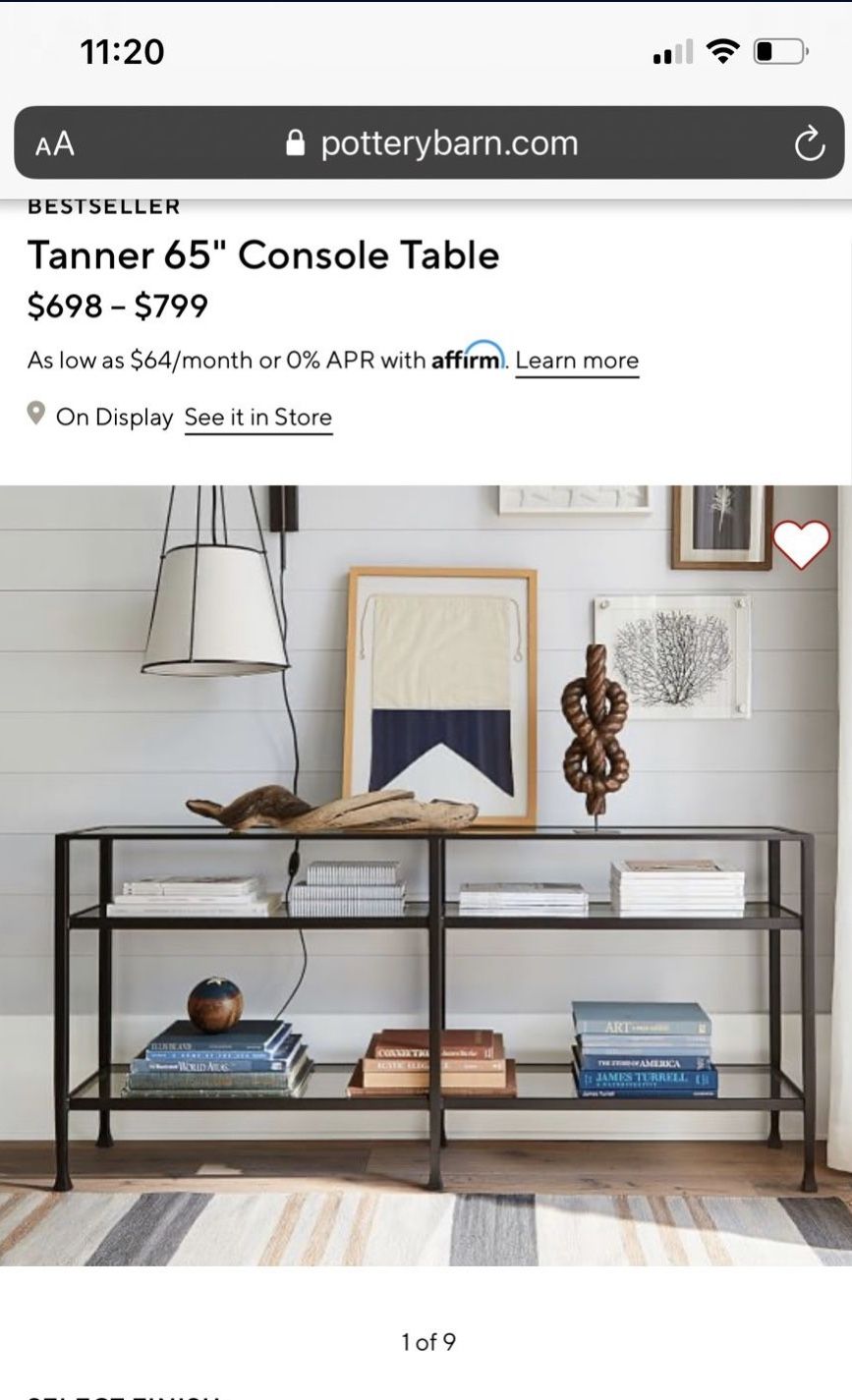 Pottery Barn 65’’ Tanner Console Table