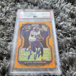 Justin Jefferson Signed 2020 Prizm Orange Lazer RC #398 Psa/Dna Gem Mint 10 AUTO