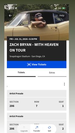 ZACH BRYAN - TICKETS (2) FRIDAY 7/31/26