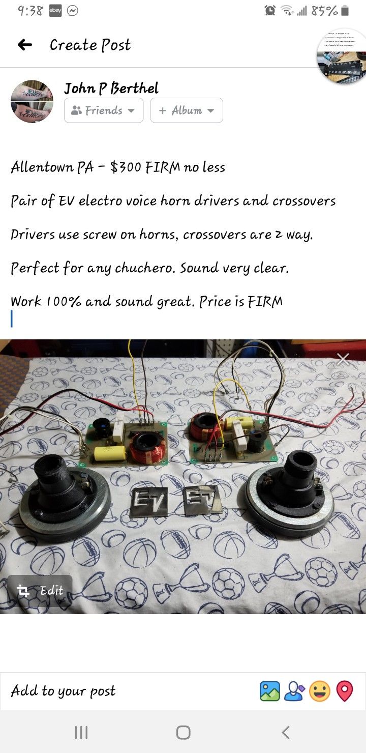 EV Electro Voice Horn Drivers With Crossovers