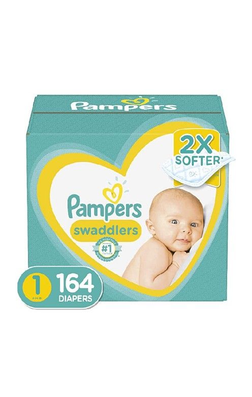 Diapers Newborn/Size 1 (8-14 lb), 164 Count - Pampers Swaddlers Disposable Baby Diapers, Enormous Pack