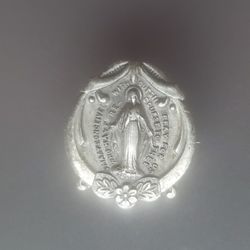 Very Rare Antique Sterling Silver Religious Saint Virgin Mary Miraculous Medal