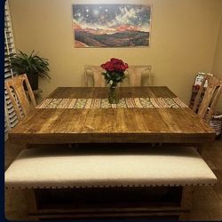 6-8 Person Square Dining Room Table Set 