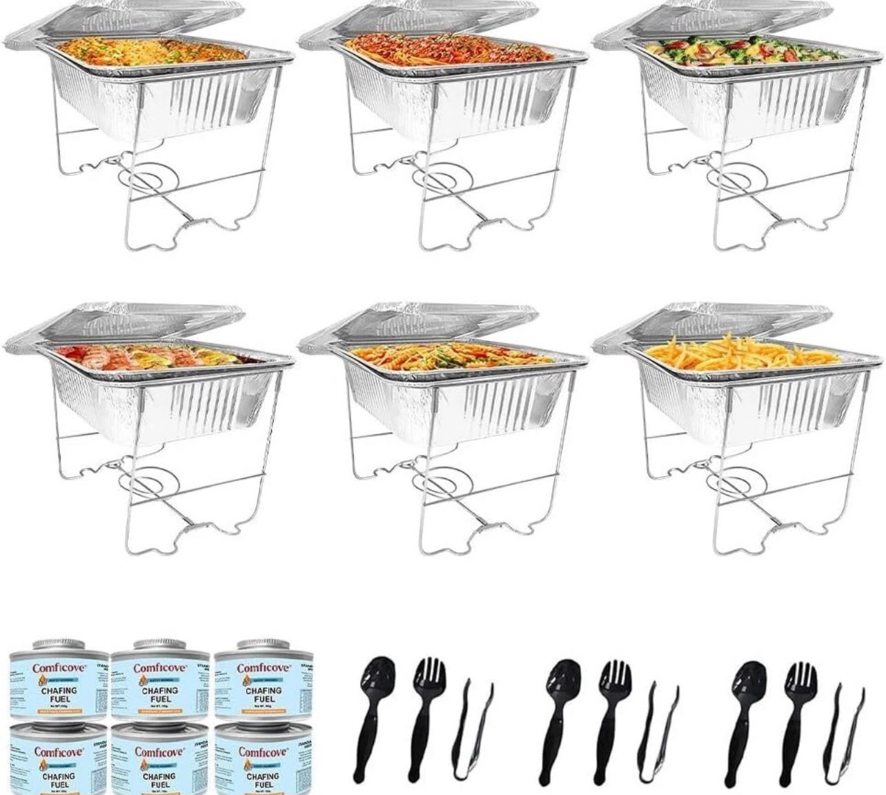 Hot Plate Buffet Set, Disposable Catering Supplies - 6 Pack - Party Food Warmer
