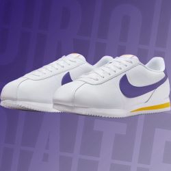 Nike Cortez White Varsity Purple Laker Colors EU 40