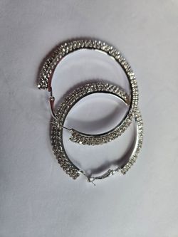Large Crystal Pave Hoop Earrings