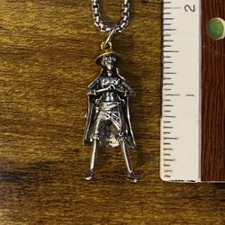 One Piece Monkey D Luffy With Straw Hat Pendant Charm & 23” Necklace