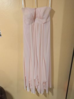 David's Bridal blush pink chiffon dress