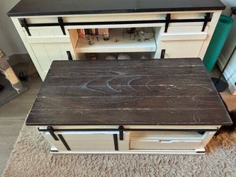 Farmhouse Coffee Table with Sliding Barn Doors
