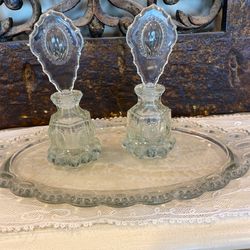Beautiful Antique Vintage Perfume Bottles With Tray 