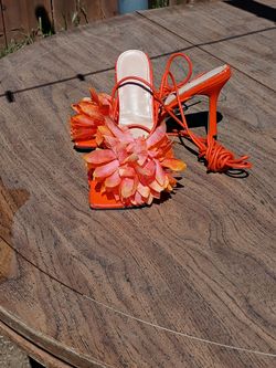 Orange custom flower heels (woman's)
