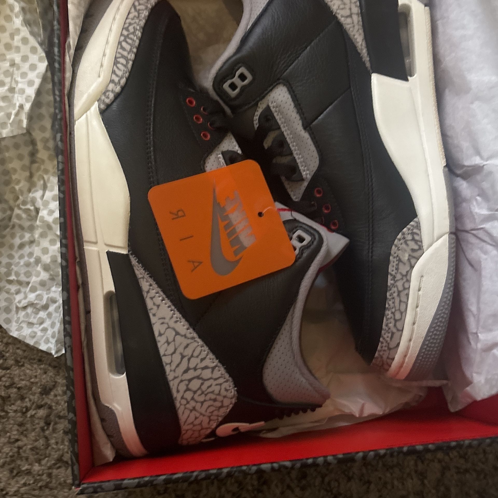 jordan 3 cement size 10 worn once