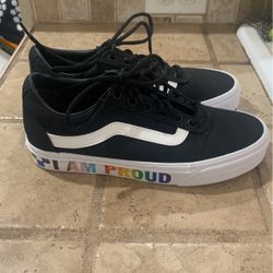 Brand New Vans Women Pride Black Multicolor Canvas Skate Shoes - I Am Proud - Size 6.5