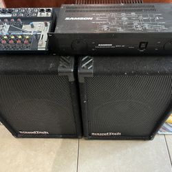 Full PA Set Up (amp, Mixer, Speakers)