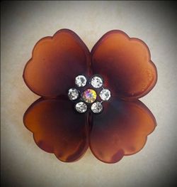NEW, Floral Tortoise Shell Hair Claw Clip with Rhinestones.