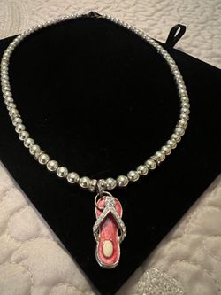 Sterling Silver necklace with a flip-flop slider