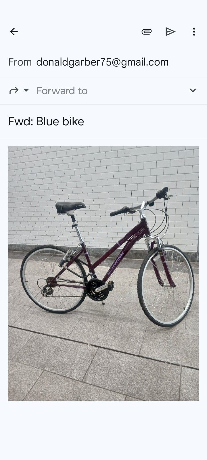 PURPLE UNISEX SCHWINN THIRD AVENUE HYBRID BIKE