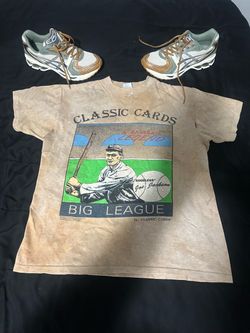 Asics 9.5 (new).  Baseball distressed t shirt size medium
