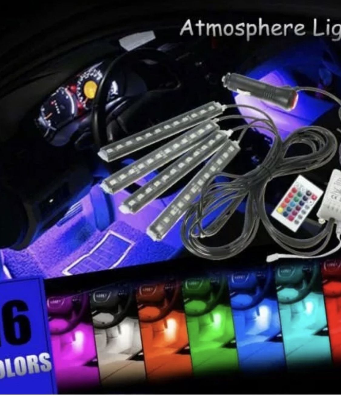 4x 9 LED RGB 16 Color Interior Car Under Dash Foot Floor Seats Accent Lighting ★ MULTI-CHOICE BRIGHTNESS / PATTERN ★ 5050 LED SMD ★