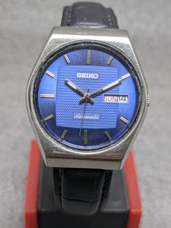 Vintage Japanese Seiko Automatic Wristwatch with Blue Sunburst Dial