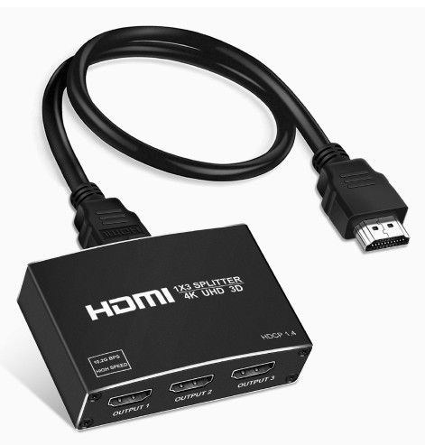 4K HDMI Splitter 1 in 3 Out, 1×3 HDMI Splitter Support 4Kx2K, 1080P, 3D, HDR, DTS/Doby-TrueHD for Xbox PS5/4 Fire Stick Roku Blu-Ray Player Apple TV,N