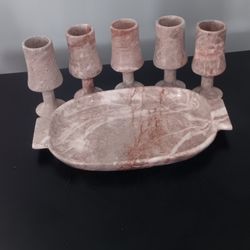 Vintage Pink Marble Shot Glass Set